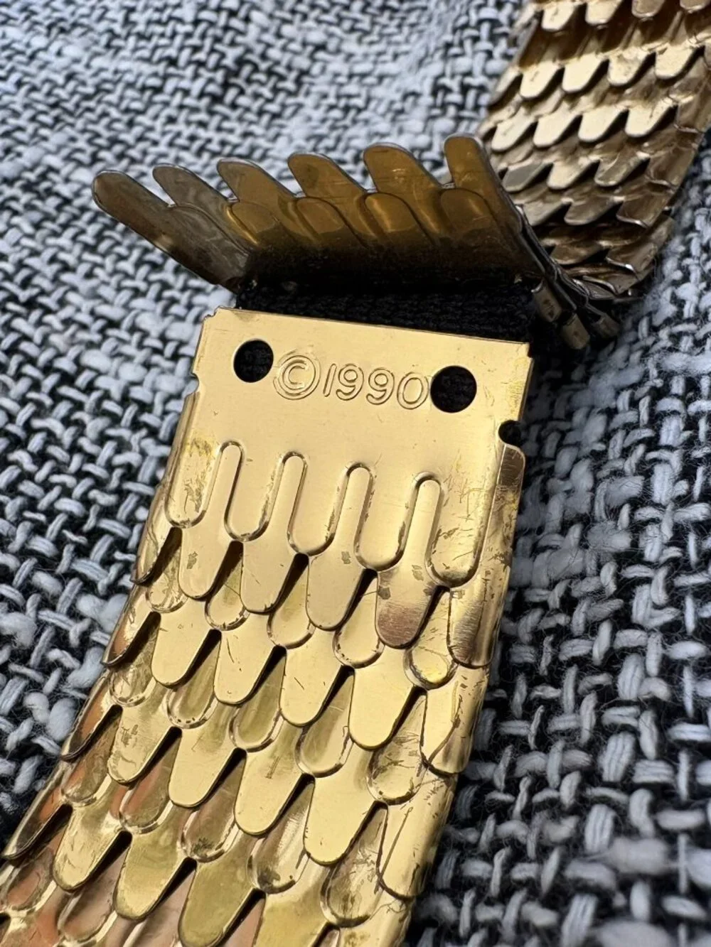 Vtg 90s Gold Shiny Metal Belt Statement Clubwear Festival Statement Boho Chic